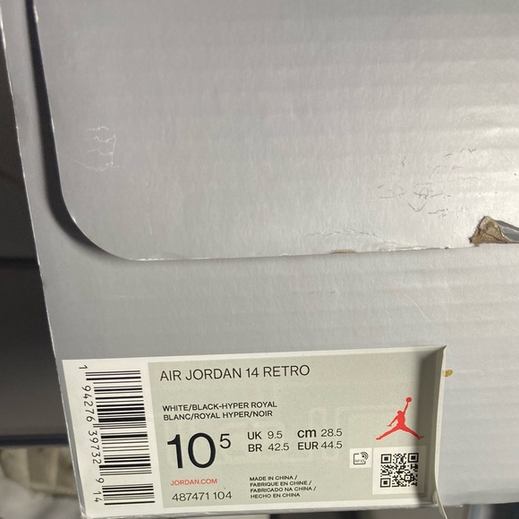 Jordan 14 hyper Royal size 10.5 retro with original box - Picture 6 of 7